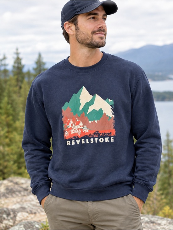 Le 31 Other - Revelstoke Men's Navy Crewneck with Mountain Village Graphic
